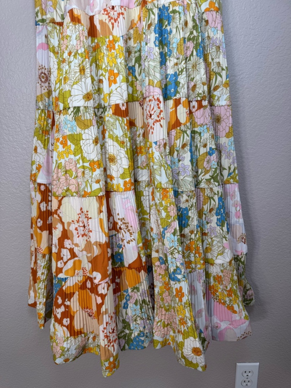Beulah Style Melody Floral Print Tiered Ruffle Pleated Midi Dress Small $231 - Picture 15 of 15
